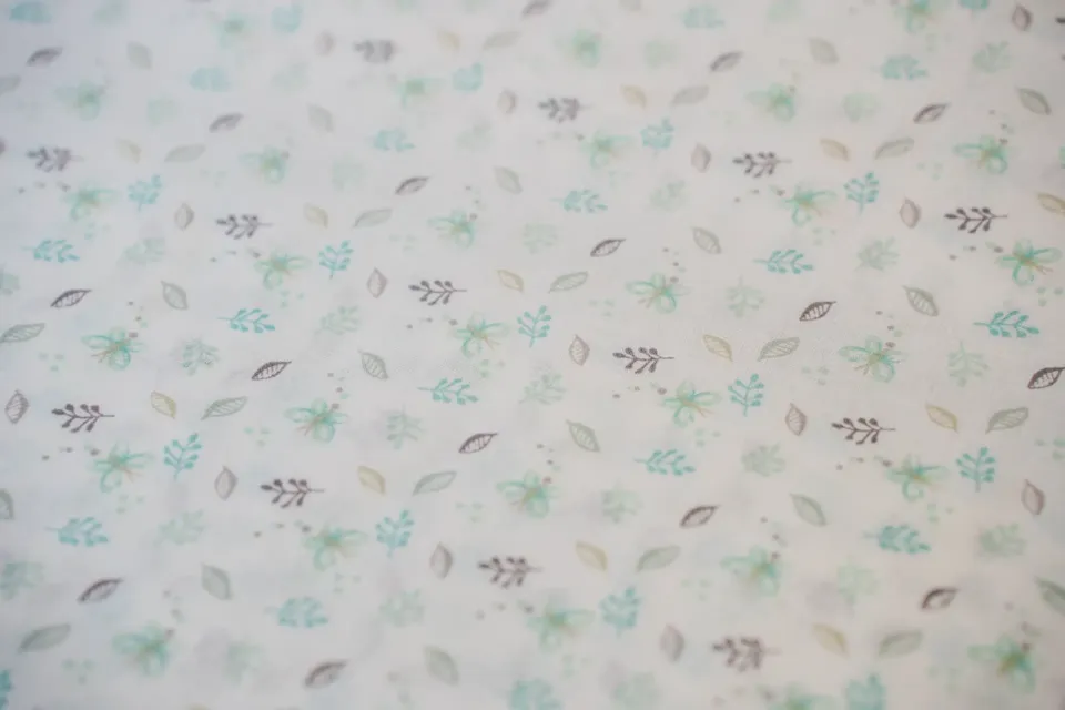 Cotone Bimbo Fantasia Foglie Azzurre
