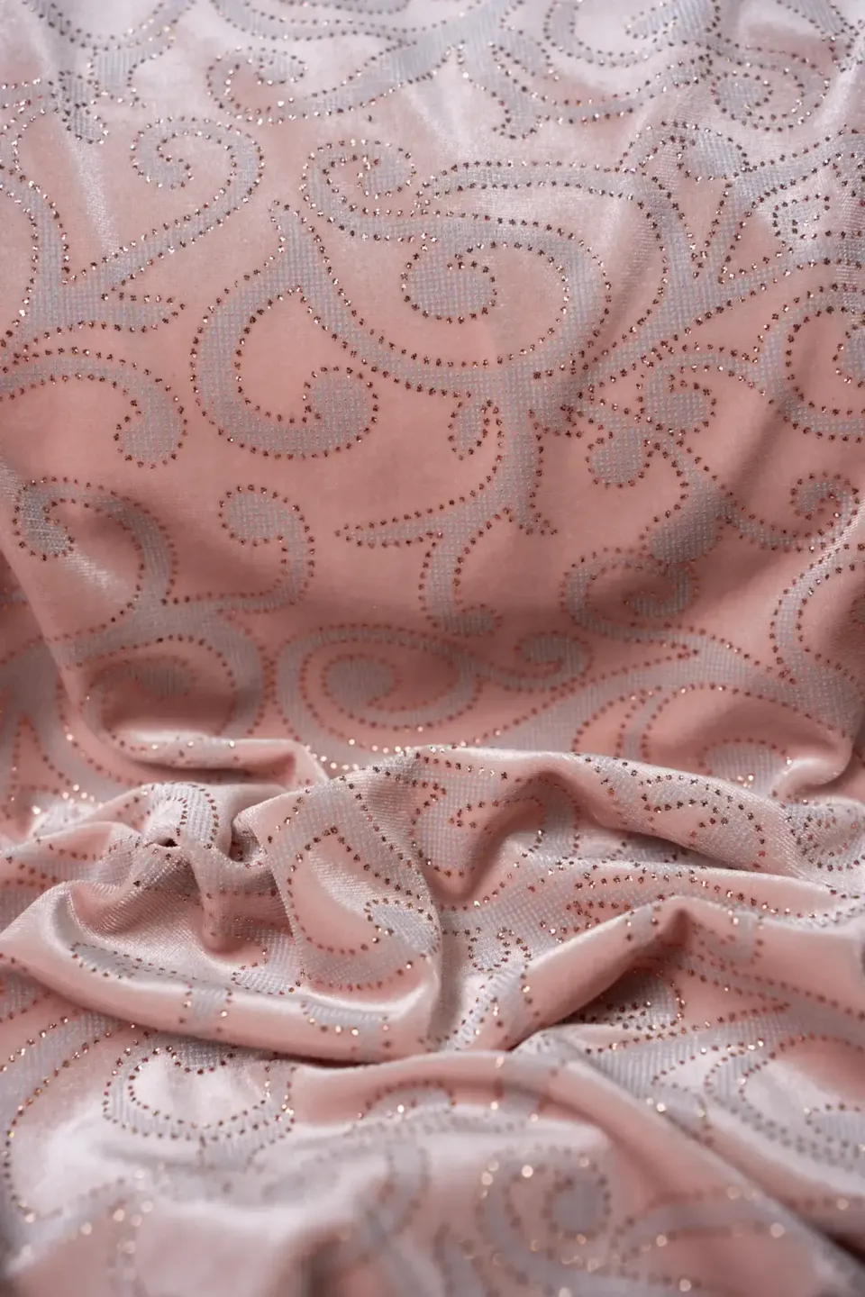 Velluto Elasticizzato Arabesque Lurex Rosa