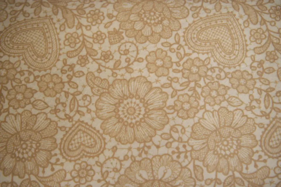 Panno Lenci Stampato Cuori e Fiori Beige