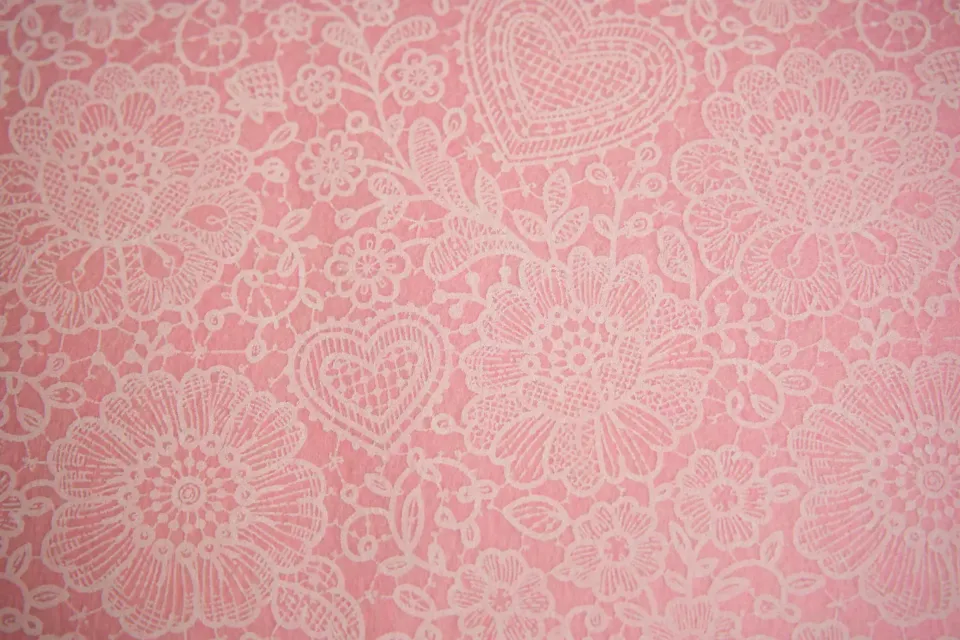 Panno Lenci Stampato Cuori e Fiori Rosa