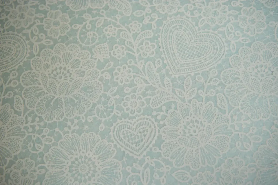 Panno Lenci Stampato Cuori e Fiori Azzurro