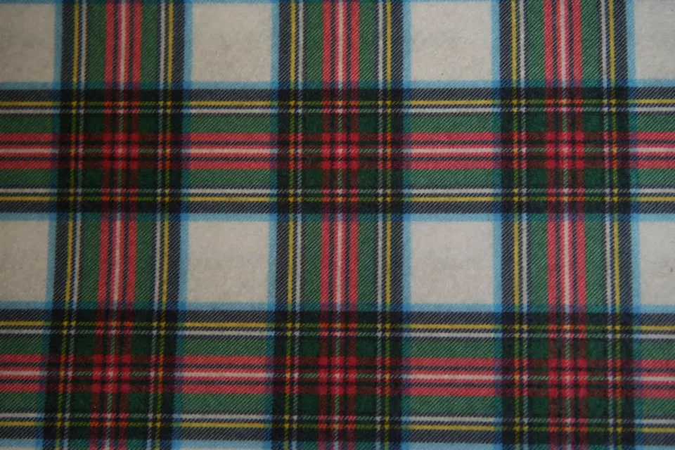 Panno Lenci Stampato Quadri Bianco