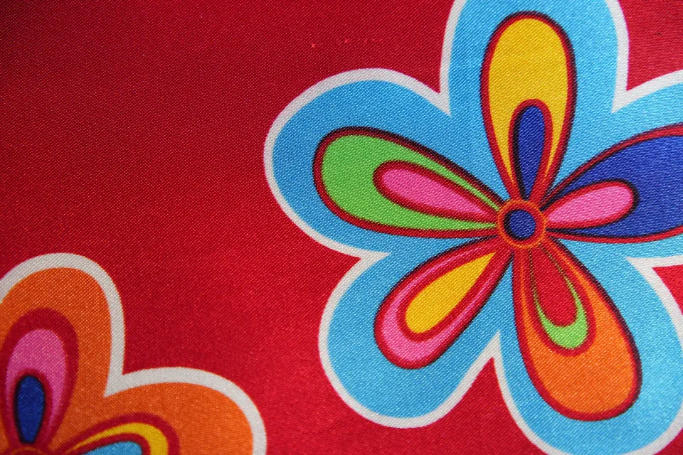 Raso 100% PL h. 150 Fiori Rosso