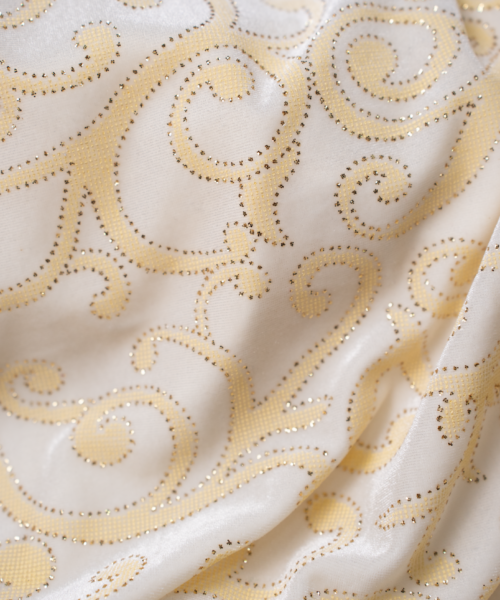 Velluto Elasticizzato Arabesque Lurex Bianco-Giallo