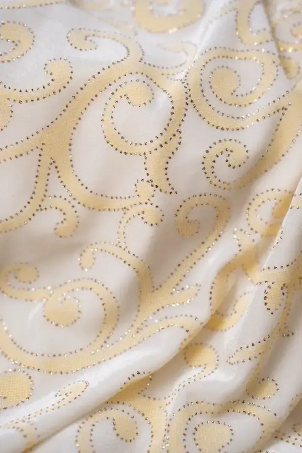 Velluto Elasticizzato Arabesque Lurex Bianco-Giallo