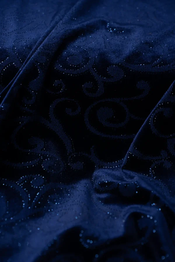 Velluto Elasticizzato Arabesque Lurex Blu