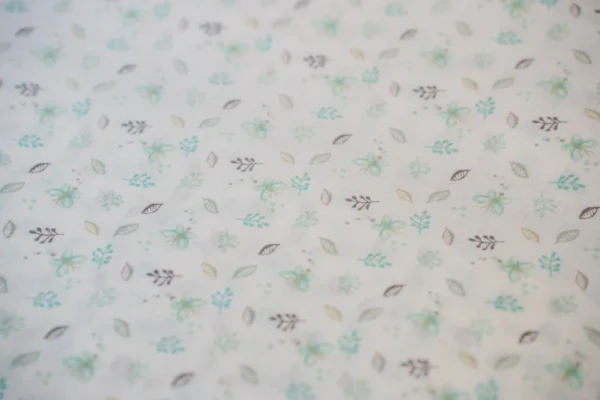 Cotone Bimbo Fantasia Foglie Azzurre