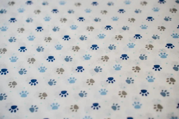 Cotone Bimbo Fantasia Zampette Azzurro